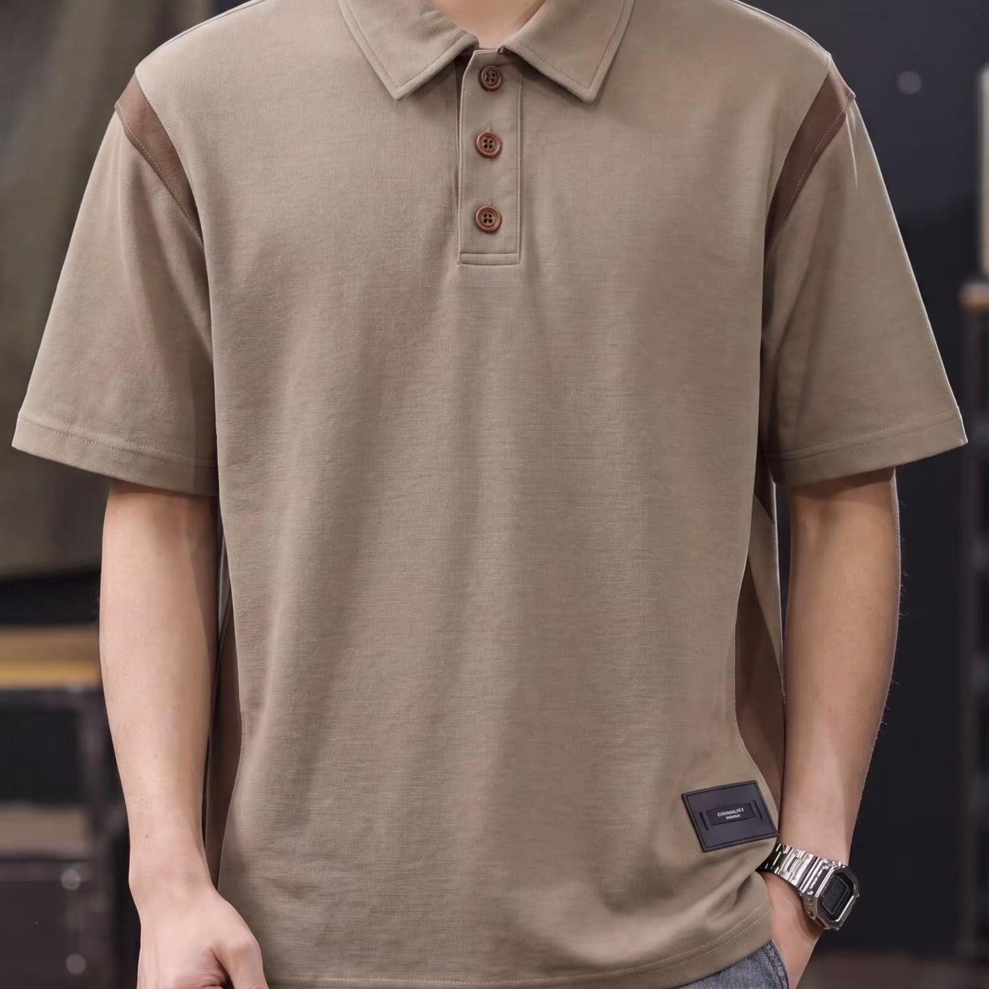 ラインデザイン 半袖ポロシャツ（2Colors）260569