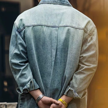 縦ポケット付 ハードウォッシュ デニムシャツ（1Color）250059