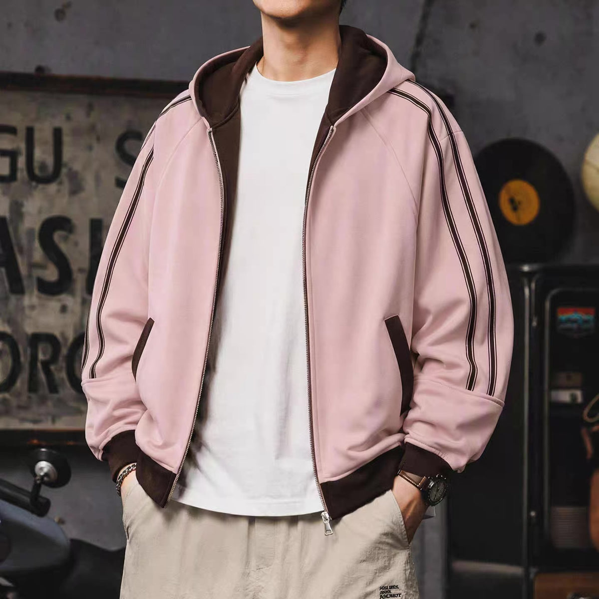 ラインデザイン フルジップ フーディー（4Colors）260788