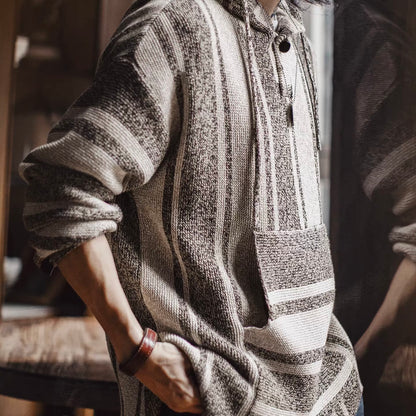 ストライプ フード付ニットプルオーバー（1Color）251092