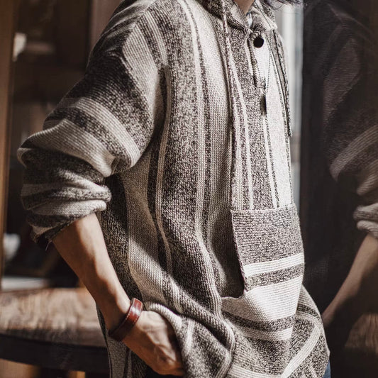 ストライプ フード付ニットプルオーバー（1Color）251092