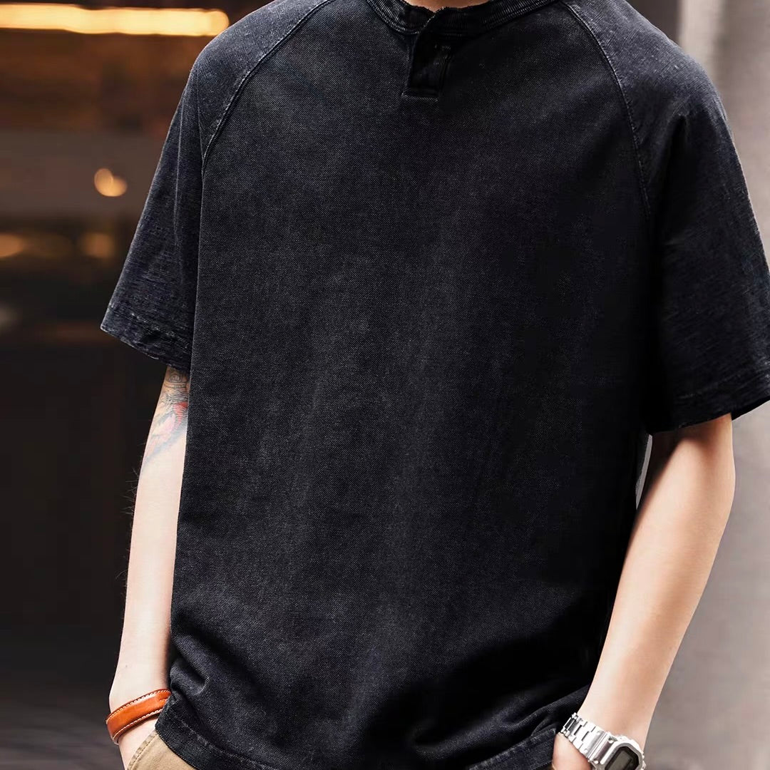 ヘンリーネック ウォッシュドTシャツ（2Colors）260359