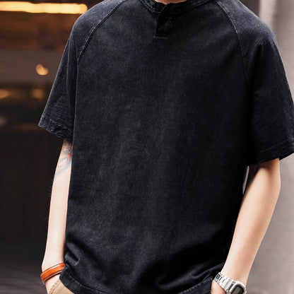 ヘンリーネック ウォッシュドTシャツ（2Colors）260359