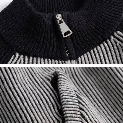 ストライプ スタンドカラー ニットプルオーバー（1Color）250982