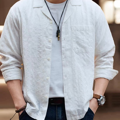 テクスチャー オープンカラー 長袖シャツ（3Colors）260217