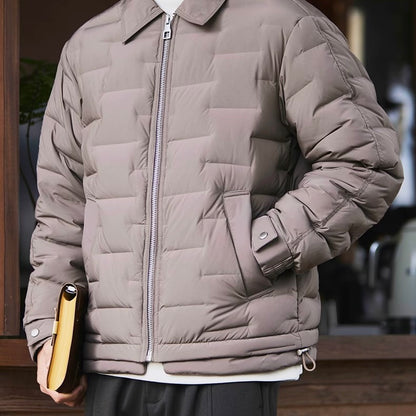 スクエア柄 襟付きダウンジャケット（2Colors）251024