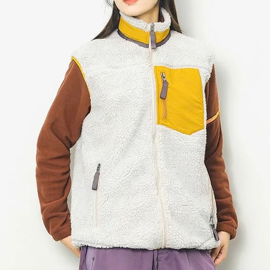 アクセントカラー スタンドネック ボアベスト（3Colors）250986