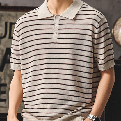 ボーダー 半袖ニットポロシャツ（2Colors）260252