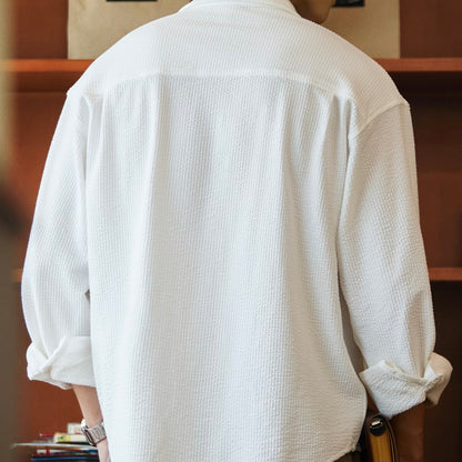 ダブル胸ポケット付 シアサッカーシャツ（1Color）250948