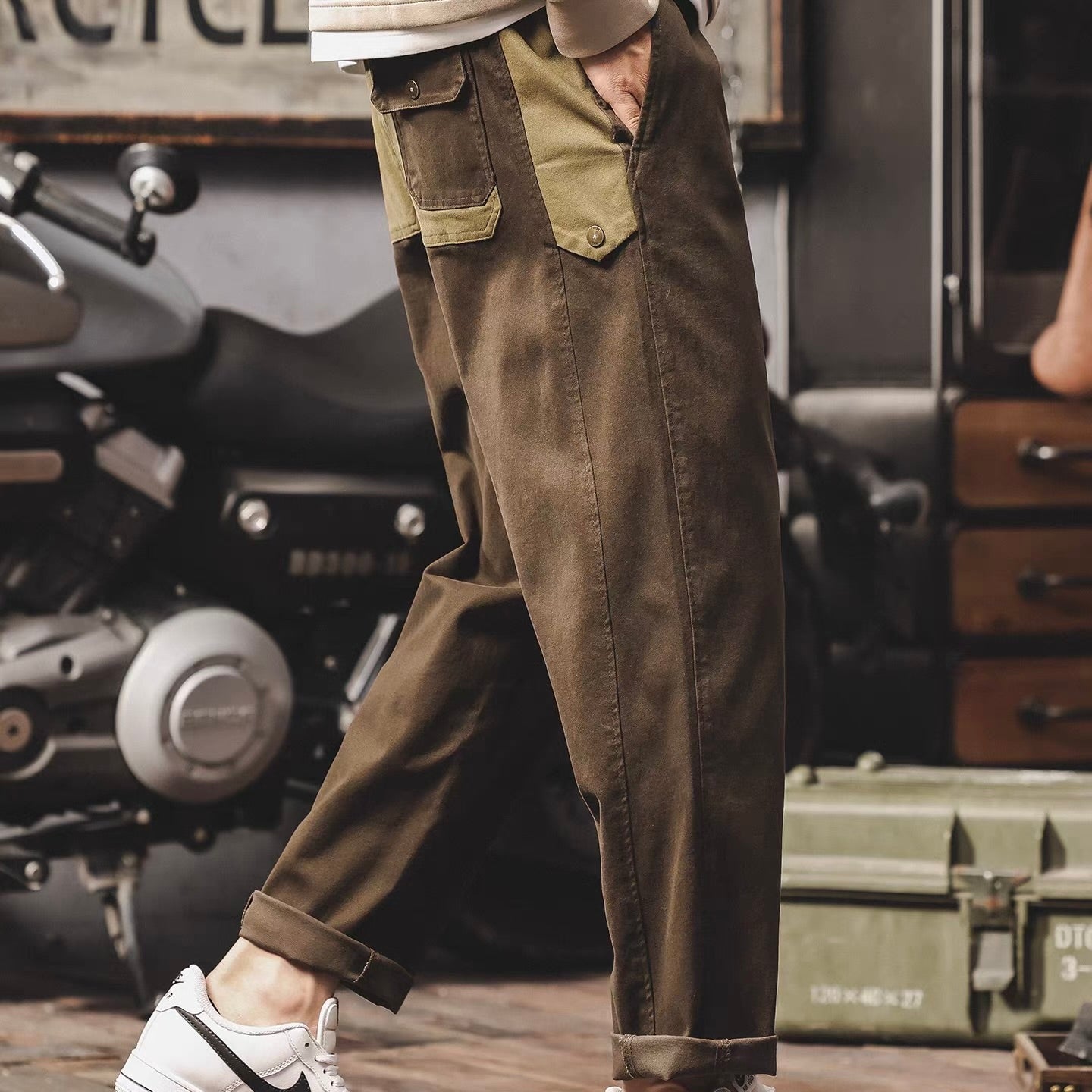 パッチワーク イージー カジュアルパンツ（2Colors）260100