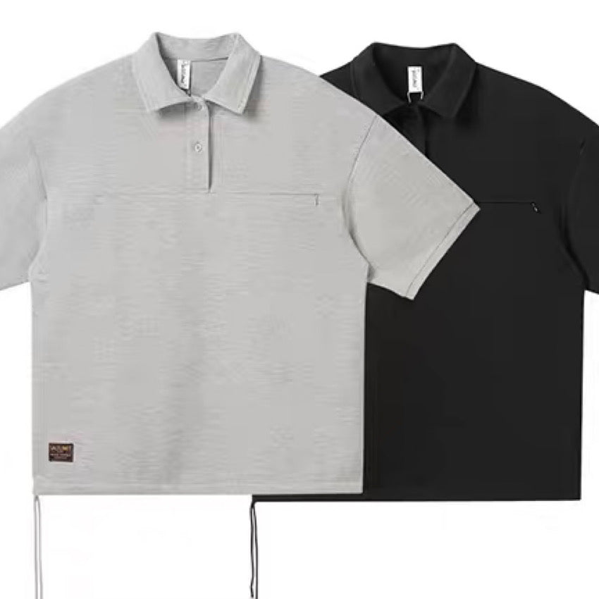 裾ドローコード オーバーサイズ ポロシャツ（2Colors）240248