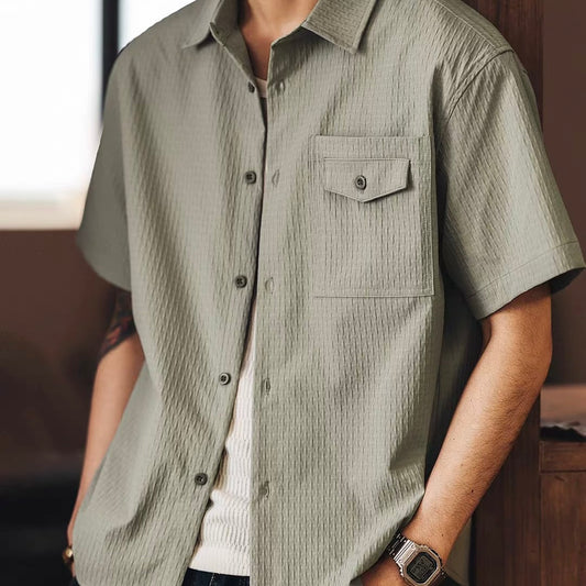 テクスチャー 胸ポケット付 ライトシャツ（1Color）260231