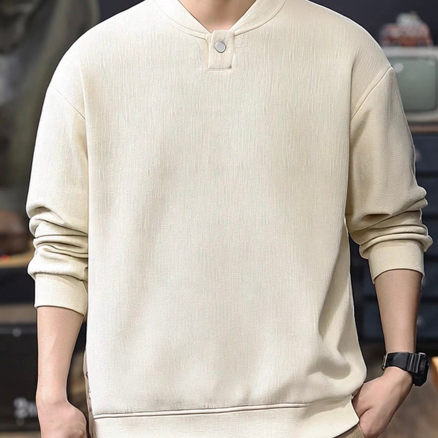 サイドボタン付 ヘンリーカラー プルオーバー（3Colors）260037