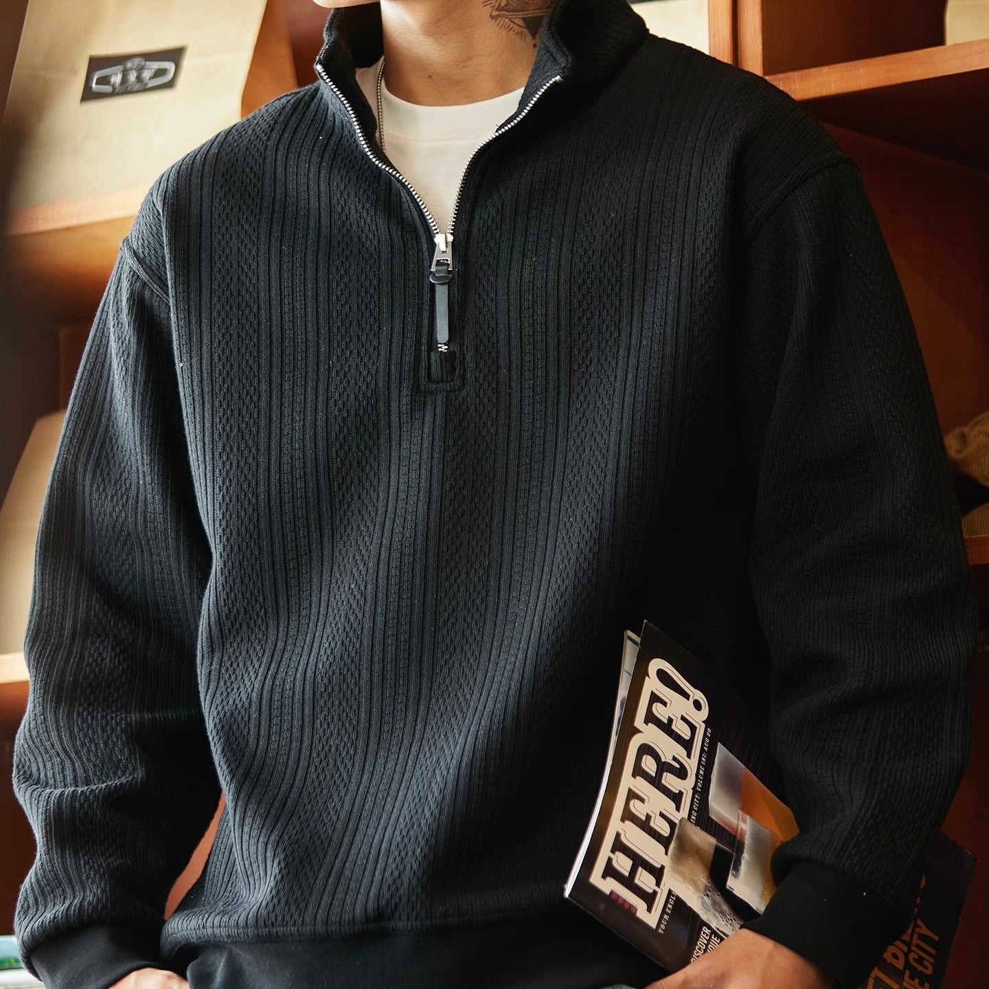 裏起毛 ハーフジップ プルオーバー（2Colors）250999