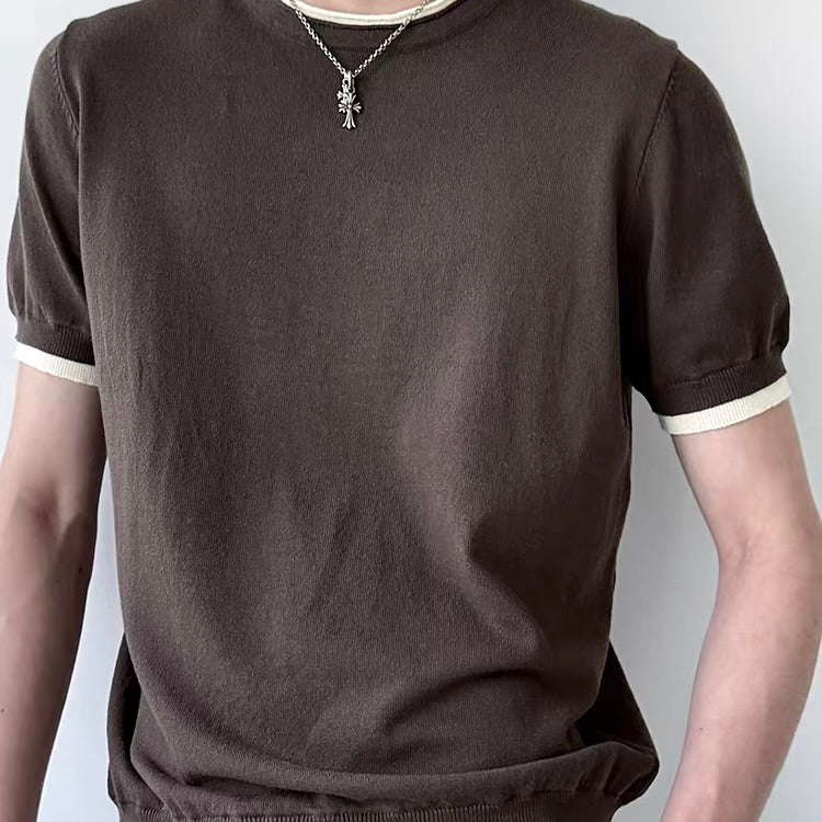リネン混 シンプル フェイクレイヤードTシャツ（3Colors）260540