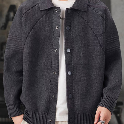 襟付き シンプル ニットカーディガン（3Colors）251072