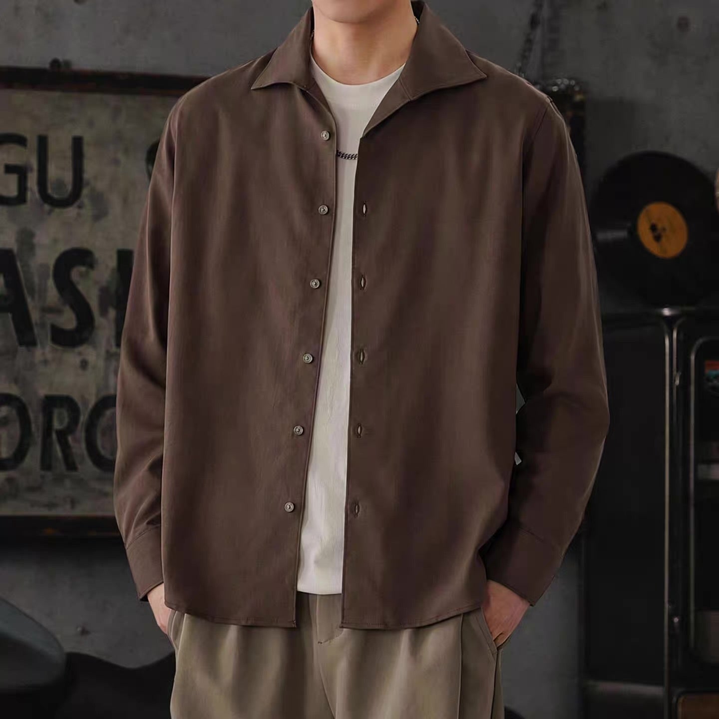 レトロ クラシック オープンカラーシャツ（3Colors）260685
