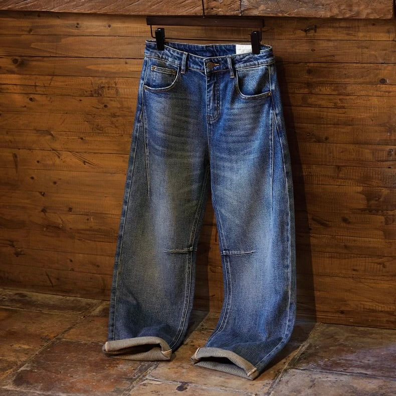 立体ステッチ ウォッシュド デニムパンツ（1Color）250917