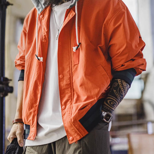 フェイクレイヤード フード付ライトジャケット（1Color）260114