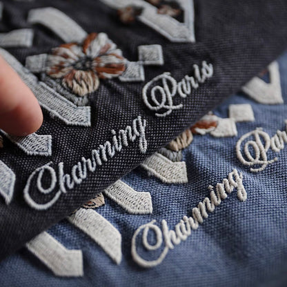 刺繍 ウォッシュド レトロ Tシャツ（2Colors）260291