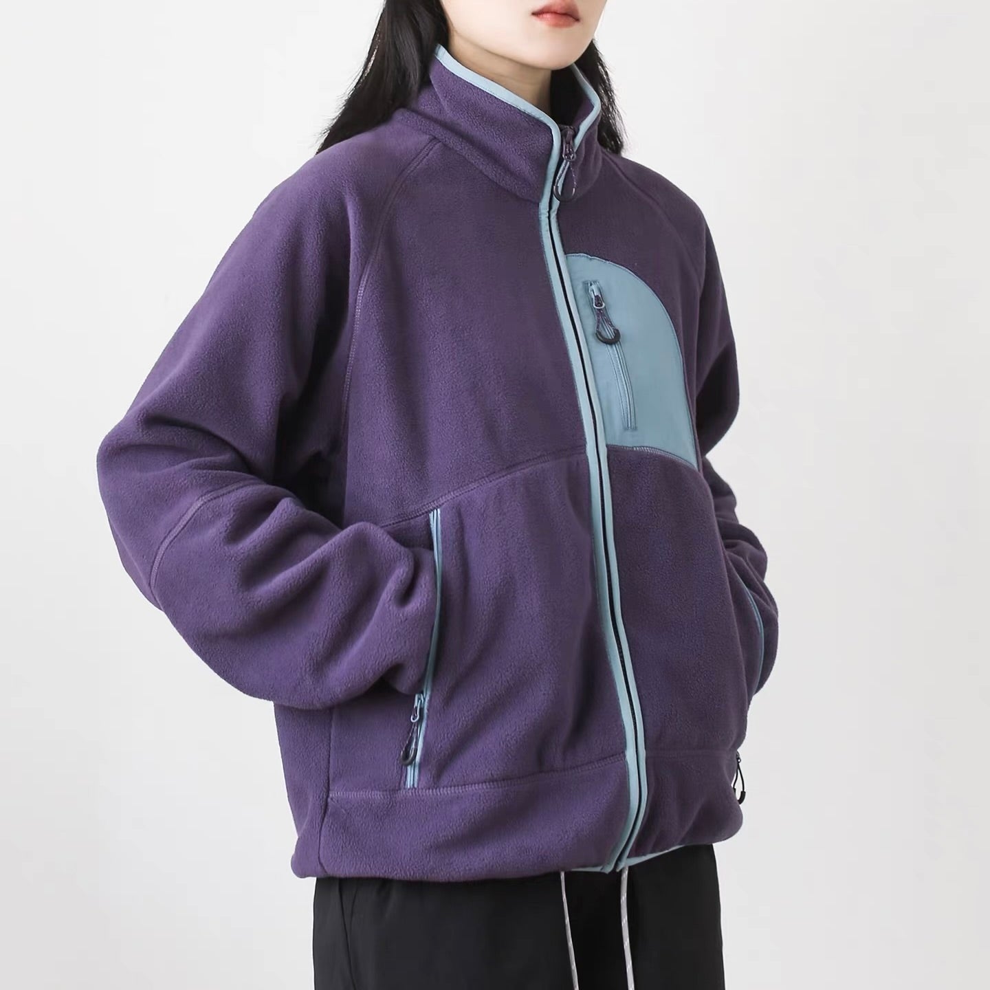 アクセントカラー スタンドネック フリースジャケット（4Colors）260010