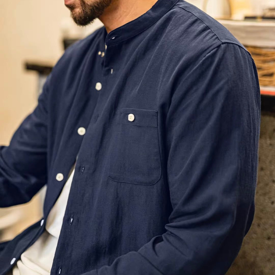 胸ポケット付 スタンドカラーシャツ（4Colors）260182