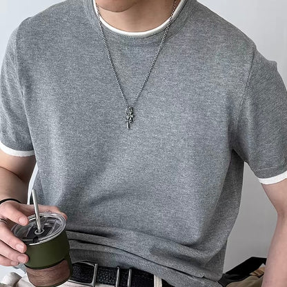 リネン混 シンプル フェイクレイヤードTシャツ（3Colors）260540
