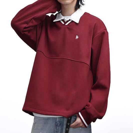 レトロ カレッジスタイル 長袖ポロシャツ（2Colors）250648