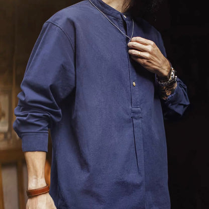 ハーフボタン スタンドカラー 長袖シャツ（1Color）260129