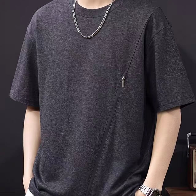 ジップデザイン シンプルTシャツ（2Colors）260454
