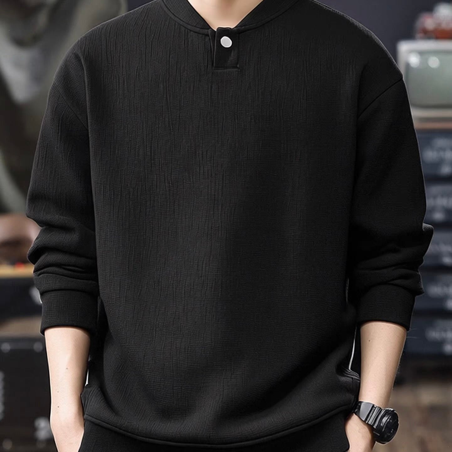 サイドボタン付 ヘンリーカラー プルオーバー（3Colors）260037