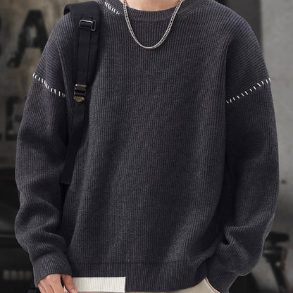 ポイントステッチ アシンメトリーデザイン セーター（3Colors）260039