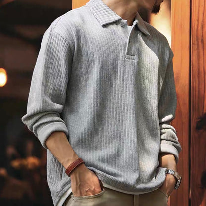 フェイクレイヤード ポロカラー ニットプルオーバー（2Colors）250856