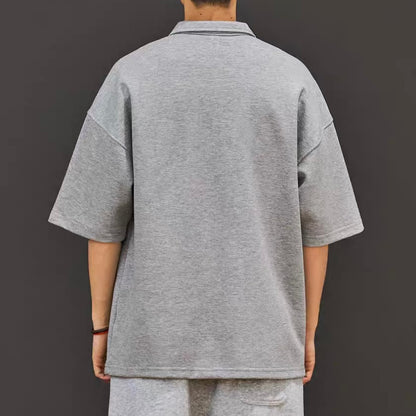 ステッチ オーバーサイズ シンプルポロシャツ（2Colors）250542