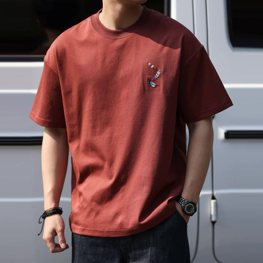 羽モチーフ 刺繍入りTシャツ（3Colors）260630