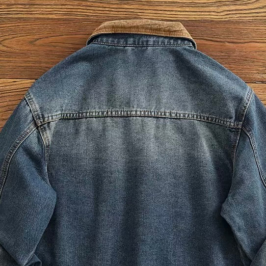 コーデュロイ襟 ウォッシュドデニムジャケット（1Color）240583