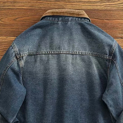 コーデュロイ襟 ウォッシュドデニムジャケット（1Color）240583