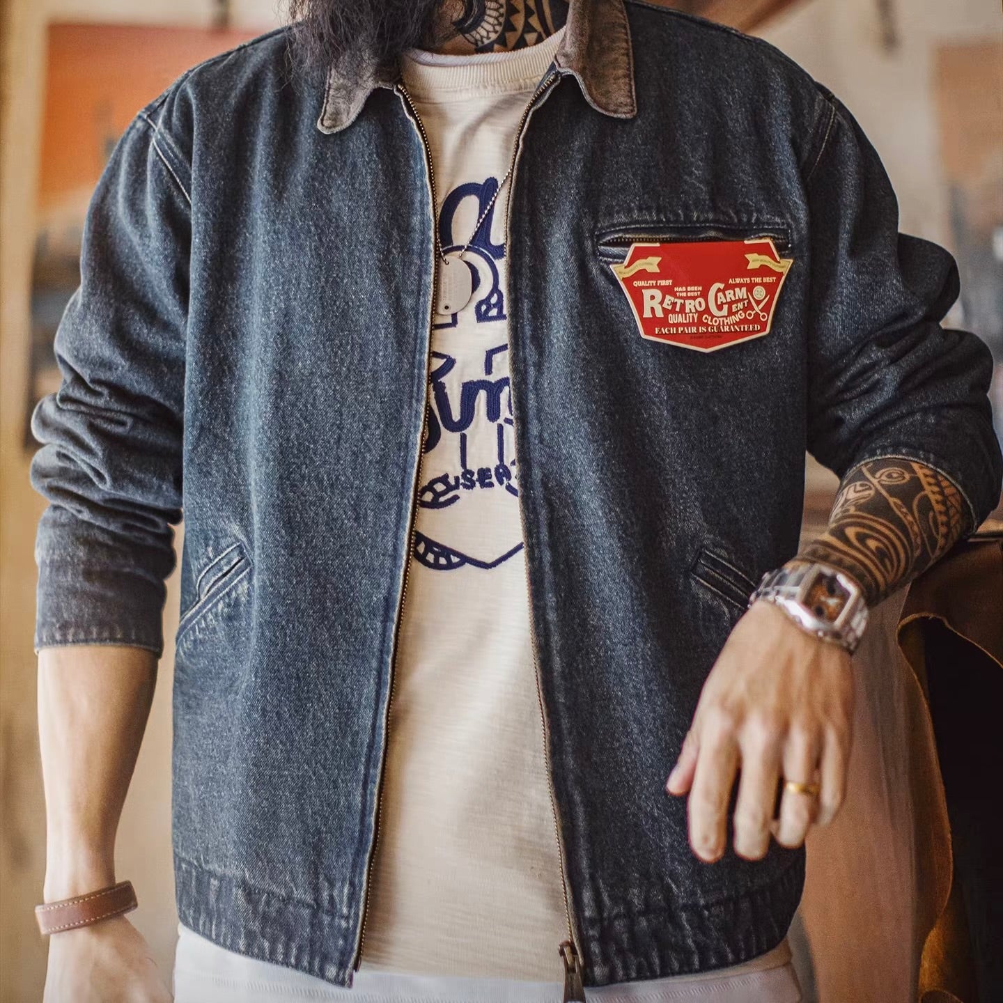 ウォッシュドデニム フルジップジャケット（1Color）260022