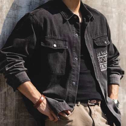 エスニック柄 グラデーション デニムシャツ（1Color）260211