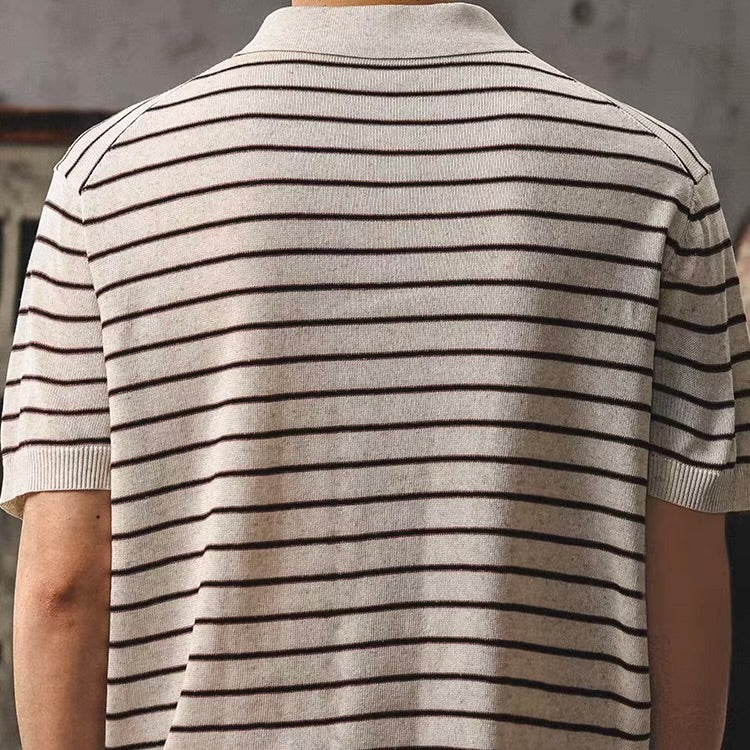 ボーダー 半袖ニットポロシャツ（2Colors）260252