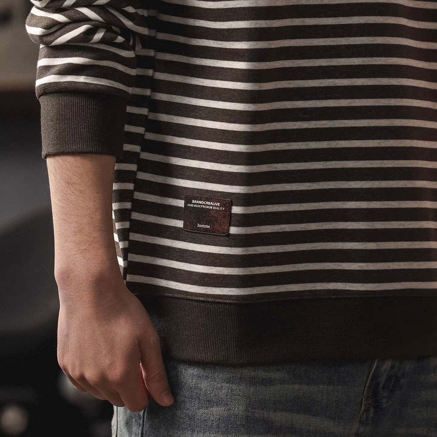 ヘンリーネック ボーダー 長袖Tシャツ（3Colors）260202