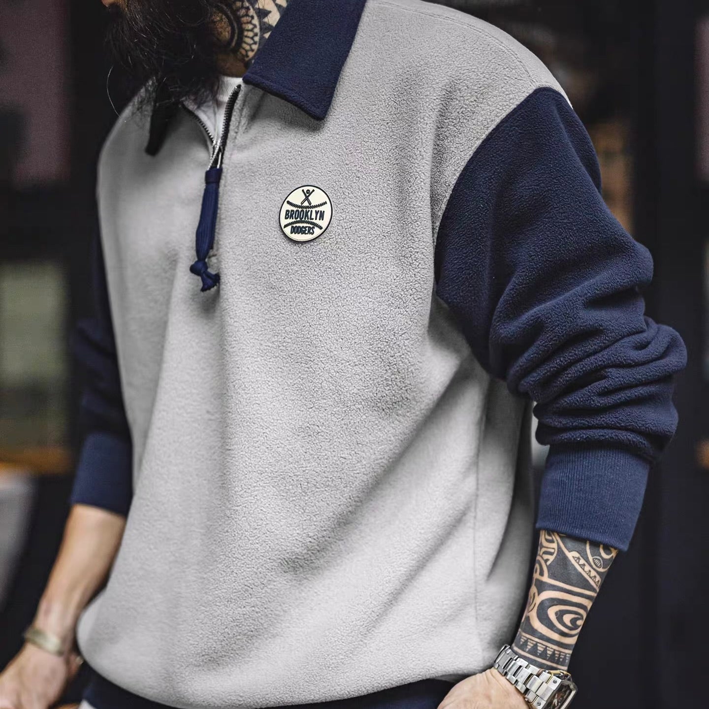 バイカラー ハーフジップ フリース プルオーバー（1Color）251081