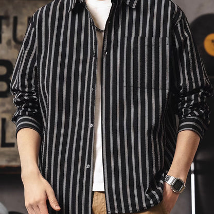 テクスチャー ストライプ 長袖シャツ（2Colors）260119