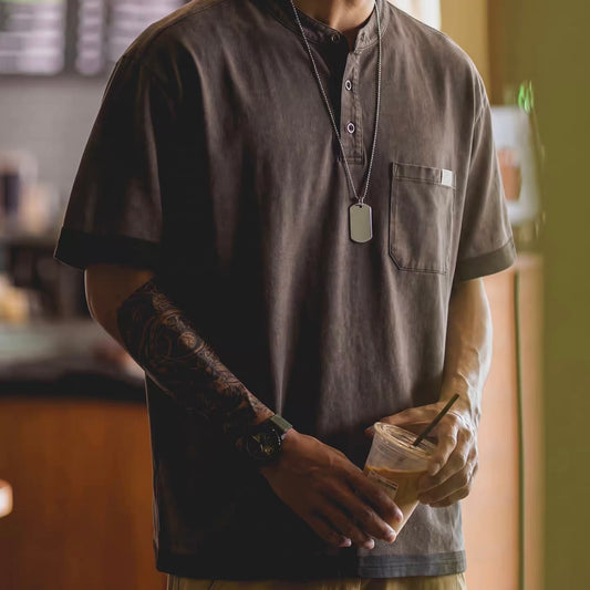 ヘンリーネック ウォッシュドTシャツ（1Color）260270