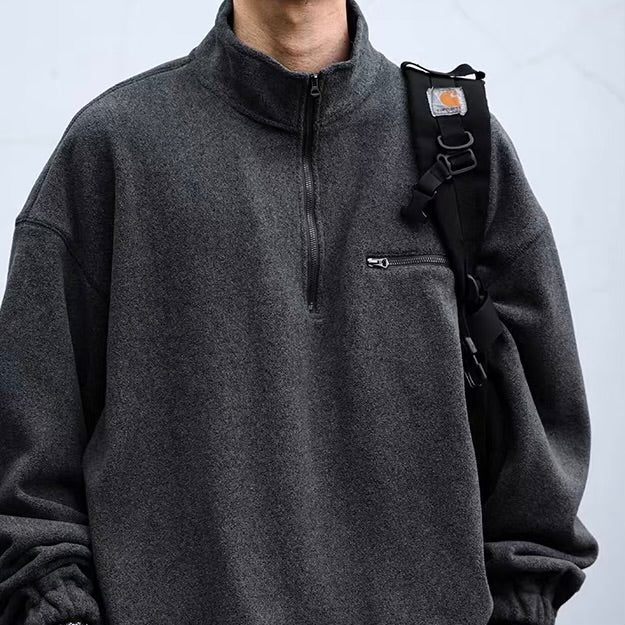 ハーフジップ スウェットプルオーバー（2Colors）260006