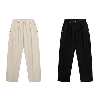 ジップ付ポケット ツータック ストレートパンツ（4Colors）240394