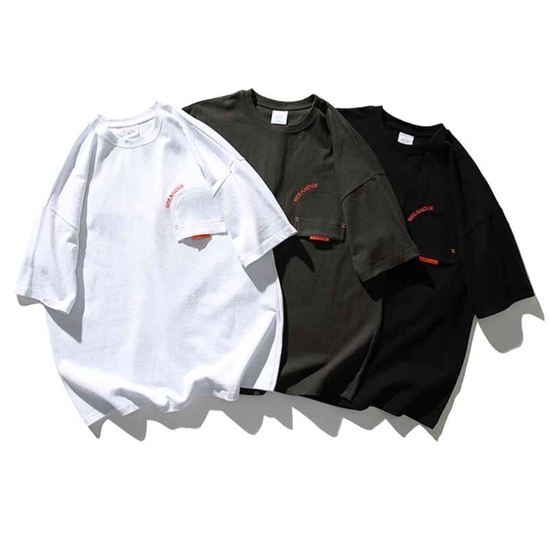 オーバーサイズ デザインポケット付 半袖Tシャツ（3Colors）- T344 