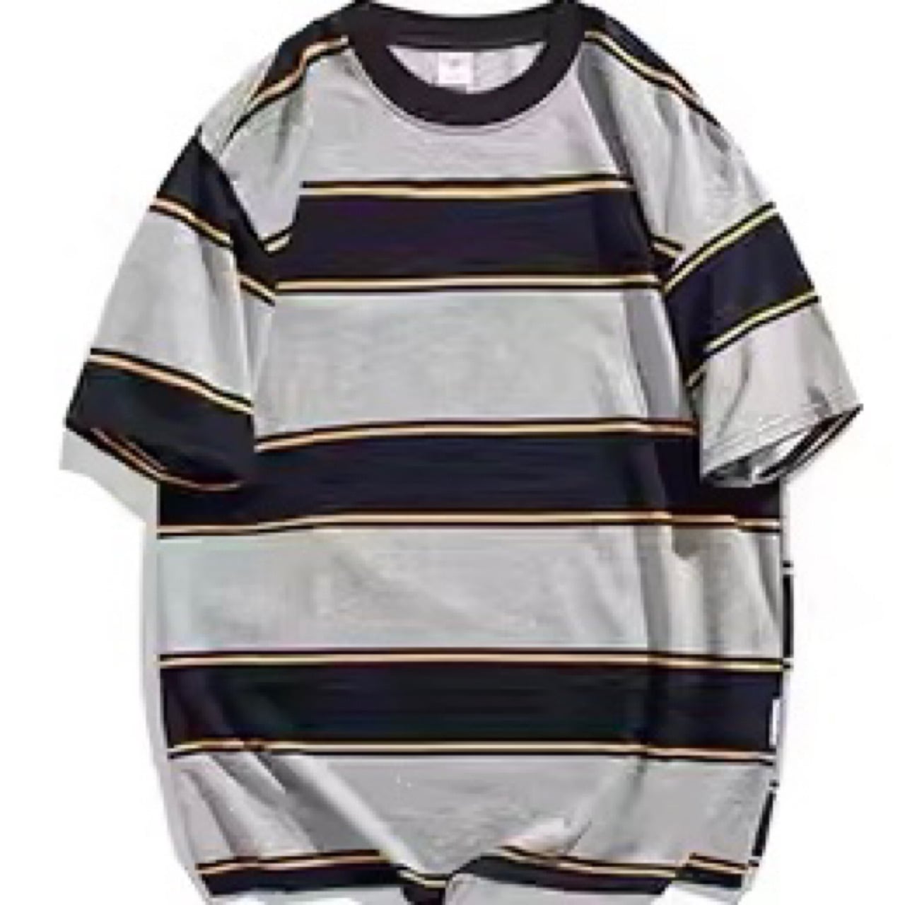 太ボーダー コットン 半袖Tシャツ（2Colors）- F009